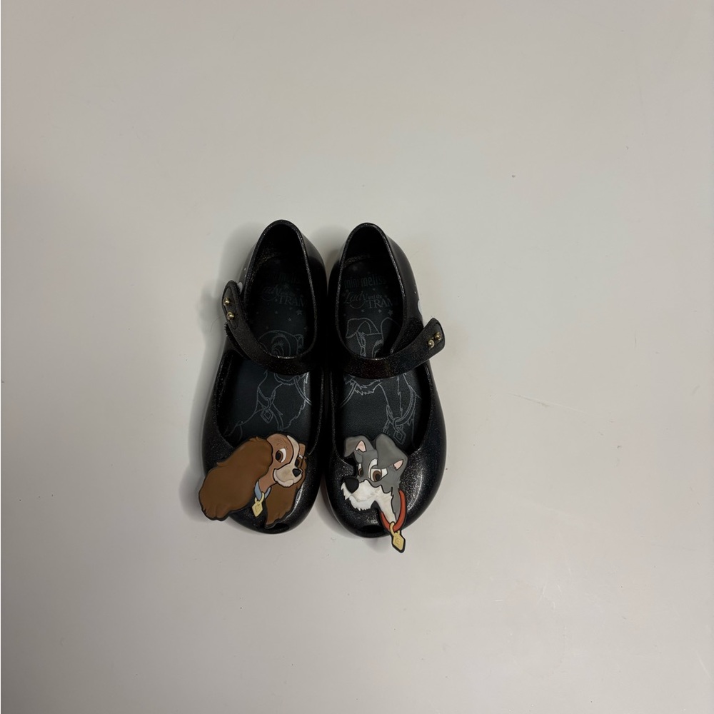 Mini Melissa x Disney “Lady and the Tramp” Girls Size 10 Black Glitter